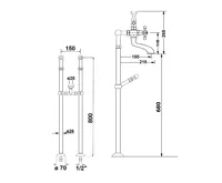 SAPHO ANTEA připojení pro instalaci vanové baterie do podlahy (pár), chrom (4)