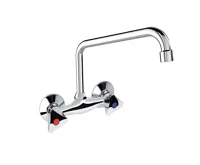 Dřezová nástěnná baterie, Kasia, 100 mm, s U ramínkem trubkovým ø 18 mm - 230 mm, chrom