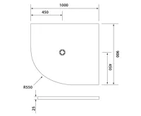POLYSAN FLEXIA vanička z litého mramoru čtvrtkruh, s možností úpravy rozměru, 100x90cm, R550, pravá (4)