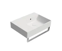 GSI KUBE X keramické umyvadlo 60x47cm, s odkládací plochou vlevo, bez otvoru, bílá mat (4)