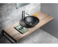 SAPHO TELICA skleněné umyvadlo na desku Ø 42cm, černá mat (3)