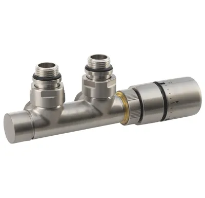 SAPHO TWIN připojovací sada ventilů termostatická pro středové připojení, nerez mat