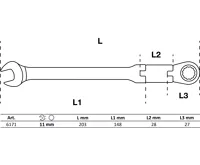 BGS Sada dvoukloubových ráčnových kombinovaných klíčů ,  nastavitelné ,  11 mm (1)
