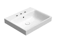 GSI NUBES keramické umyvadlo 60x50cm, broušená spodní hrana, 3 otvory, bílá ExtraGlaze
