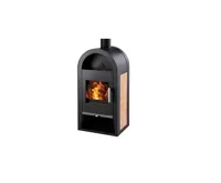 Haas+Sohn Nivala Krbová kamna s výměníkem 11,1kw - černá, béžová dlažba +  koš ZDARMA