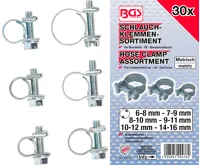 BGS Spony hadicové 6-8 až 14-16 mm, ocel, sada 30 ks