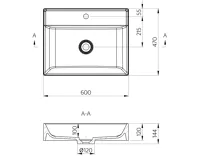 SAPHO TWIG umyvadlo, litý mramor, 60x47cm, kryt výpusti, bílá (12)