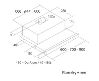 CATA Odsavač par TF 2003 DurAlum Bezotisk Nerez Výsuvná 900mm (3)