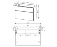 Mailo, koupelnová skříňka, bílá, 2 zásuvky, 1010x700x480 mm (1)
