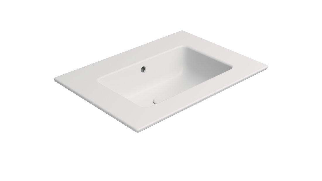 Gsi pura keramické umyvadlo slim 62x46cm, bez otvoru, bílá mat