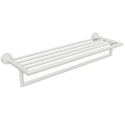 SAPHO X-ROUND WHITE polička na ručníky s hrazdou 500mm, bílá mat