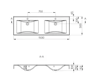 SAPHO FLAVIA dvojumyvadlo, litý mramor, 150x50cm, bílá (7)
