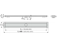 ALCAPLAST Sprchový liniový žlab nerezový, s okrajem, pro perforovaný nebo oboustranný rošt (plný / vložení dlažby), délka 850 mm APZ13-850 (1)
