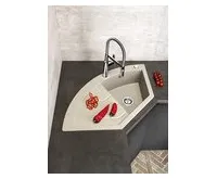 SAPHO Granitový vestavný dřez rohový s odkapem, 114x57,5cm, béžová (1)