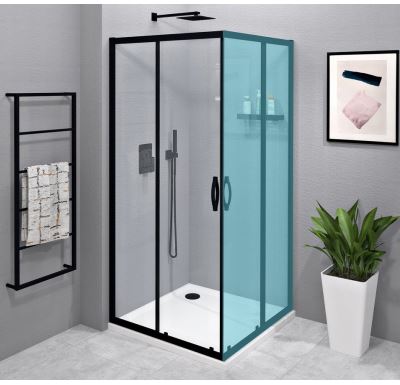 GELCO SIGMA SIMPLY BLACK sprchové dveře posuvné pro rohový vstup 1000 mm, čiré sklo