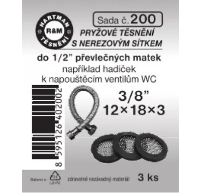Hartman Sada č. 200: sada těs.s nerez.sítkem - 3/8" T- 12x18x2 - 3x4887