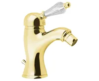 SAPHO KIRKÉ CRYSTAL stojánková bidetová baterie s výpustí, páčka krystal, zlato