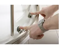 GELCO ANTIQUE čtvrtkruh. zástěna 900x900, posuvné dveře dvoukřídlé, ČIRÉ sklo, bronz (5)