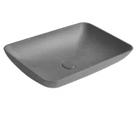 SAPHO INFRANE betonové umyvadlo na desku, včetně výpusti, 57x37cm, černý granit