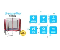 GoodJump 4UPVC červená trampolína 305 cm s ochrannou sítí + žebřík + krycí plachta (4)
