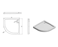 GELCO HERA sprchová vanička z litého mramoru, čtvrtkruh, 90x90x7,5cm, R550, bílá (7)