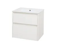 Opto, koupelnová skříňka s keramickým umyvadlem, bílá, 2 zásuvky, 610x580x460 mm
