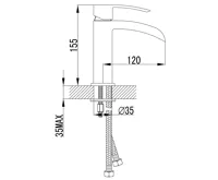 SAPHO GINKO 25 stojánková umyvadlová baterie se žlábkem, v. 155mm, chrom (2)