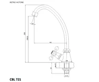 Dřezový kohoutek stojánkový, Retro Viktorie, výška kohoutku 250 mm, chrom (1)