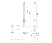 SAPHO HANDICAP nástěnné madlo PRAVÉ 810x550mm, nerez lesk (5)