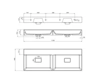 SAPHO GODIVA dvojumyvadlo, litý mramor, 119x44cm, bez otvoru, bílá (7)