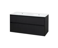 Opto, koupelnová skříňka s keramickým umyvadlem, černá, 4 zásuvky, 1210x580x458 mm Opto, koupelnová skříňka s keramickým umyvadlem, černá, 4 zásuvky, 1210x580x458 mm