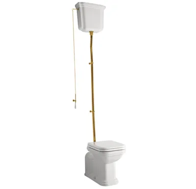 KERASAN WALDORF WC mísa s nádržkou, spodní/zadní odpad, bílá-bronz