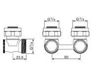 Připojovací šroubení pro VK 1/2"x3/4"  rohové Vekolux (1)