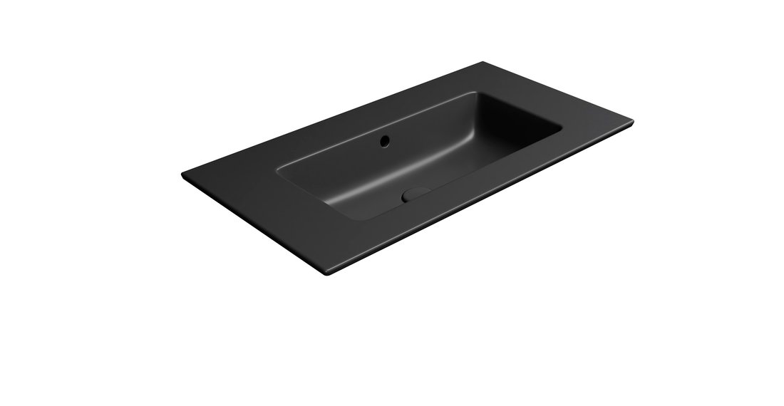 Gsi pura keramické umyvadlo slim 82x46cm, bez otvoru, černá mat