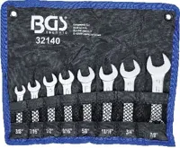 BGS Klíče očkoploché extra krátké 3/8" - 7/8", sada 8 dílů (3)