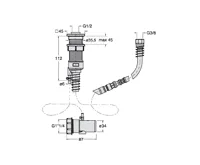 SILFRA FOLLOW ME sprchová průchodka s odvodněním na okraj vany vč. hadice a drenážního kusu, hranatá, chrom (4)