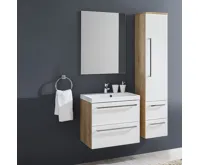 Koupelnová skříňka s dvouumyvadlem z litého maramoru, 120cm,  bílá/bílá (8)