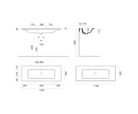 GSI PURA keramické umyvadlo Slim 122x46cm, bez otvoru, bílá mat (4)