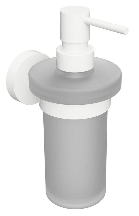 SAPHO X-ROUND WHITE dávkovač mýdla 230ml, mléčné sklo, bílá mat