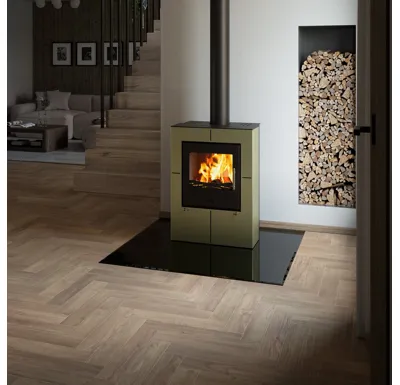 Sklo pod kamna - FLAMINGO Čtverec 1200x1200 mm, černé, fazeta / 6 mm