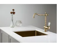 SAPHO KIRKÉ WHITE stojánková dřezová baterie, bílá páčka, bronz (6)