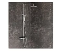 RAVAK TE 094.02 Sprchový sloup Termo s funkcí Stop s poličkou a sprchovým setem, chrom/černá