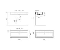 GSI KUBE X keramické umyvadlo 120x47cm, broušená spodní hrana, bez otvoru, bílá mat (7)