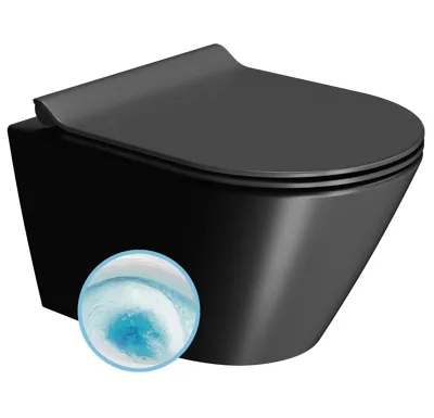GSI KUBE X závěsná WC mísa, GeniusFlush, 36x50cm, černá dual-mat