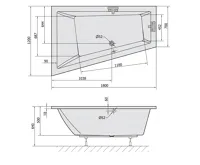 POLYSAN TRIANGL L SLIM asymetrická vana 180x120x50cm, bílá (4)