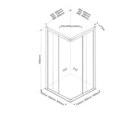 AQUALINE ALAIN čtvercová sprchová zástěna 800x800 mm, sklo Brick (9)