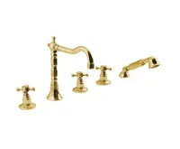 SAPHO ANTEA pětiprvková baterie na okraj vany s retro hubicí, zlato