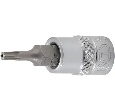BGS Hlavice zástrčná 1/4" pro T-profil T 10, s vrtáním, zatíž. do 2 kg
