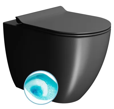 GSI PURA WC mísa stojící, Swirlflush, 36x55cm, spodní/zadní odpad, černá dual-mat