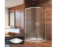 LIMA Sprchový kout, čtvrtkruh, 100x190 cm, R 550, chrom ALU, sklo Point, vanička z litého mramoru (8)